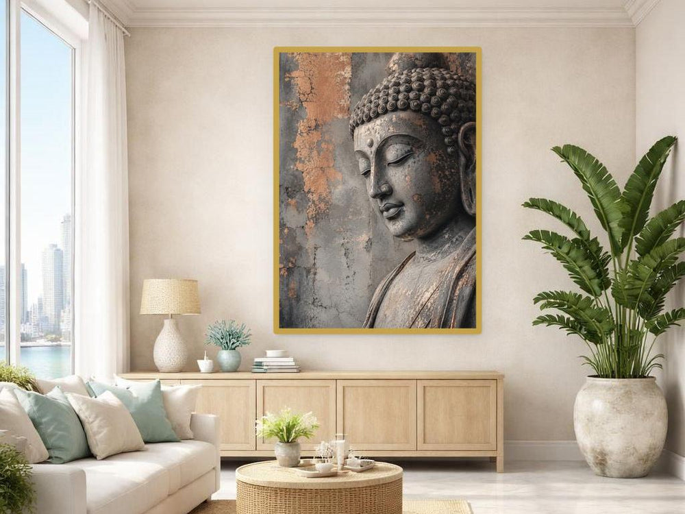 Buddha Sculpture Canvas Print, Buddha Wall Art, Meditation Room Wall Decor, Ready to Hang