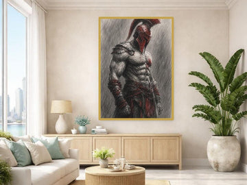 Spartan Warrior Wall Art Print, Dramatic Warrior Art Canvas Art, Office Decor, Ready to Hang