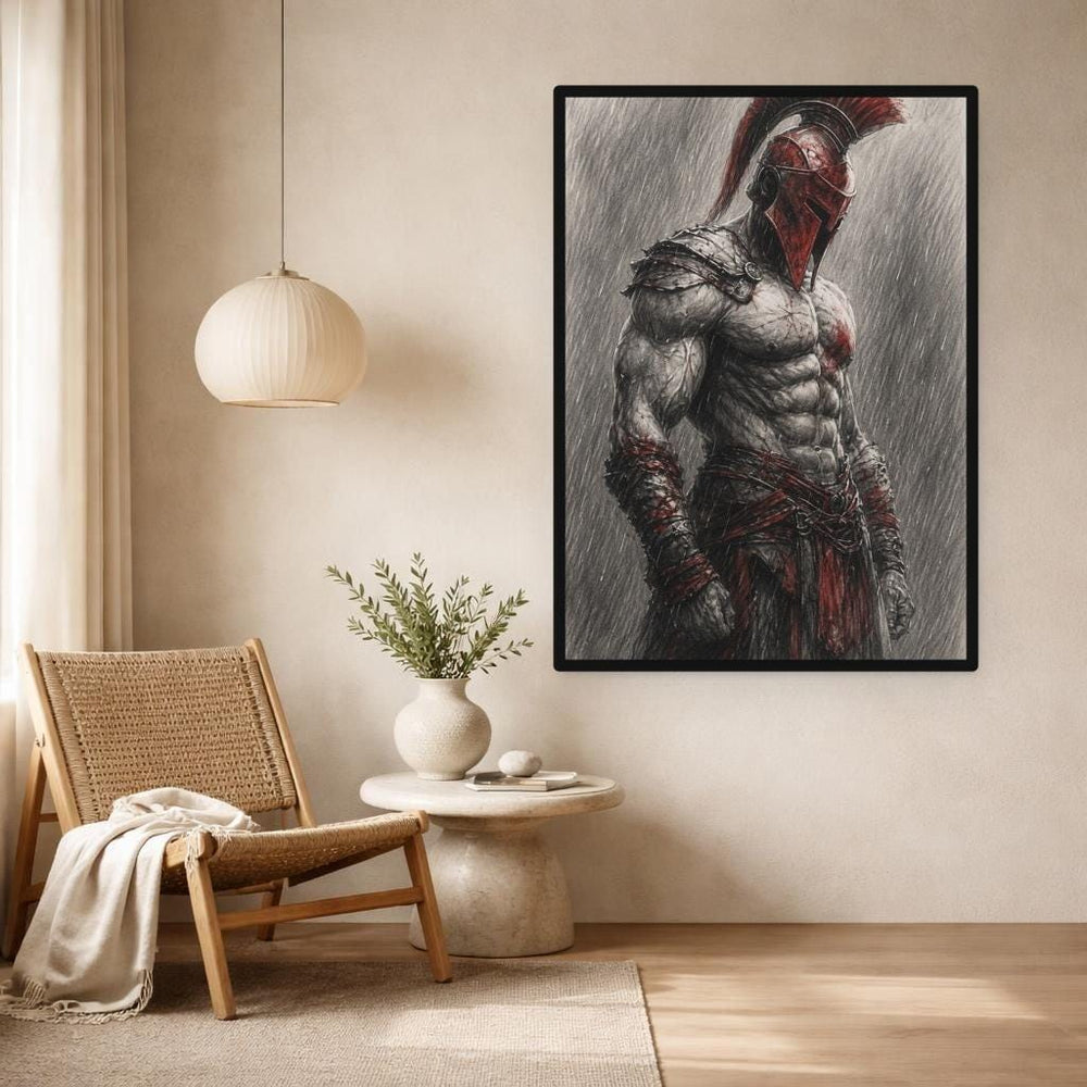 Spartan Warrior Wall Art Print, Dramatic Warrior Art Canvas Art, Office Decor, Ready to Hang