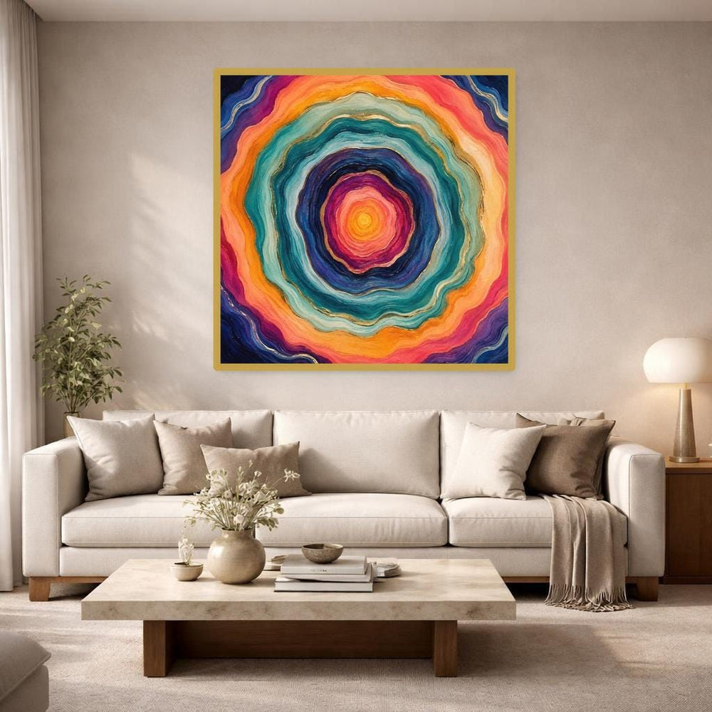 Colorful Circular Waves Wall Art Print, Vibrant Abstract Canvas Art, Living Room Decor, Ready to Hang