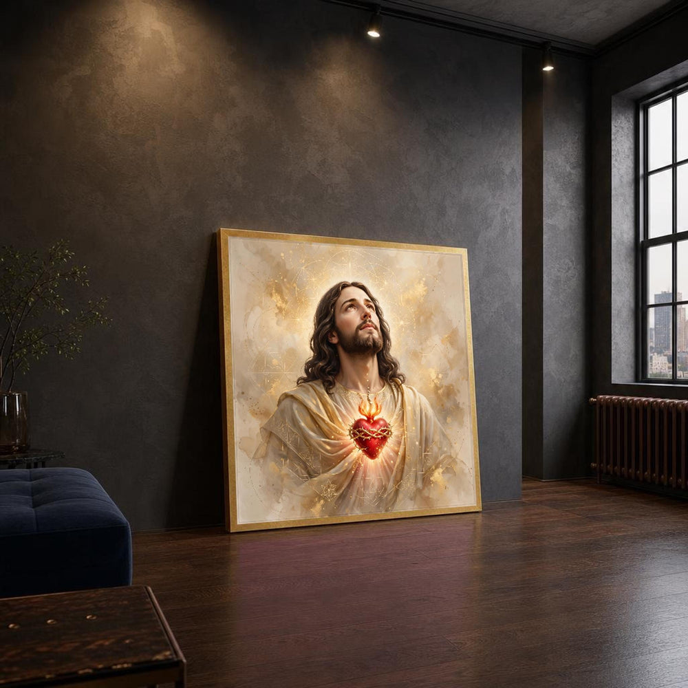 Jesus Sacred Heart Divine Religious Canvas Wall Art, Christian Sacred, Christian