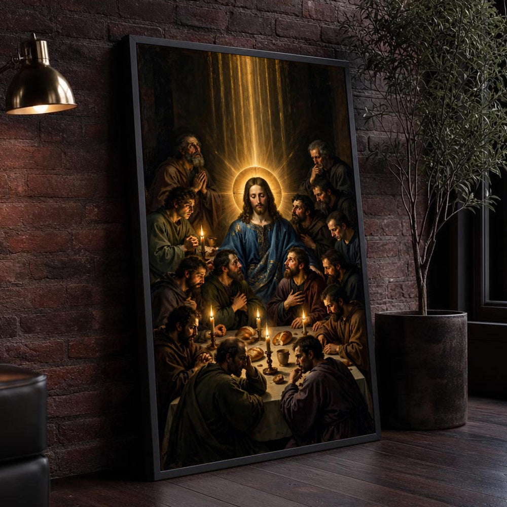 Last Supper Religious Canvas Wall Art, Christian Sacred Art