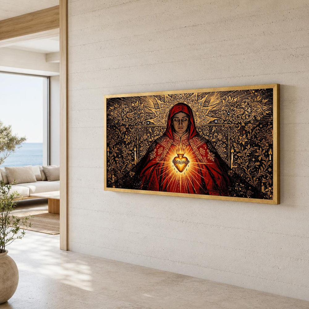 Sacred Heart of Jesus Religious Christian Canvas Wall Art, Christian Sacred