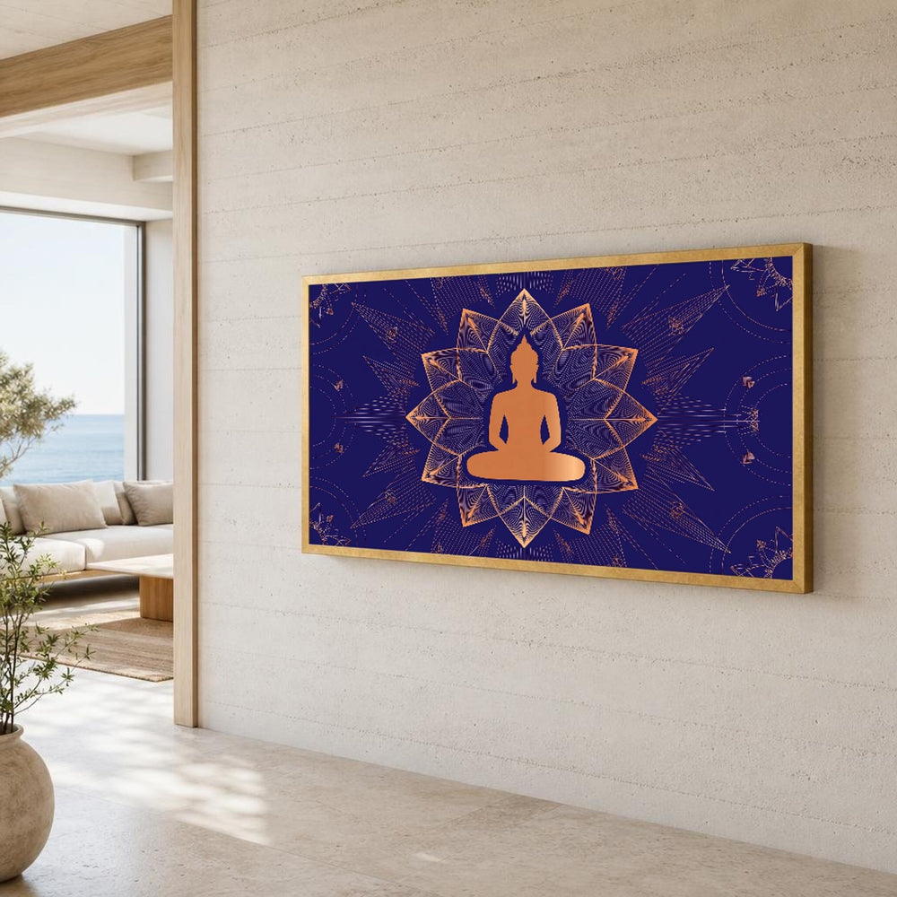 Buddha Meditative Buddha with Glowing Lotus Canvas Wall Art, Buddhist, Buddhist Meditation