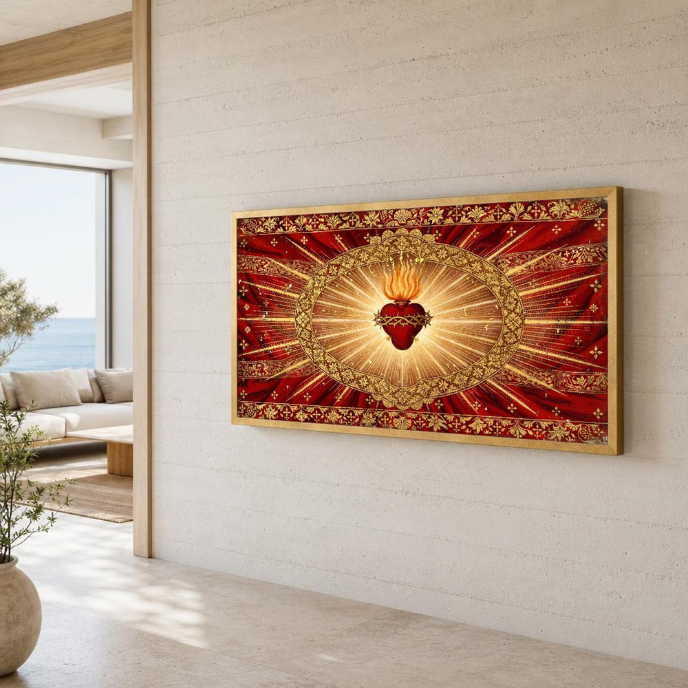 Sacred Heart of Jesus Religious Christian Canvas Wall Art, Christian Sacred Art