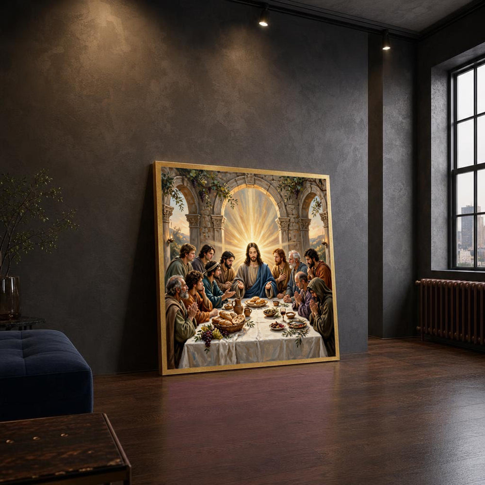 The Last Supper Religious Biblical Scene Canvas Wall Art, Christian Sacred Art