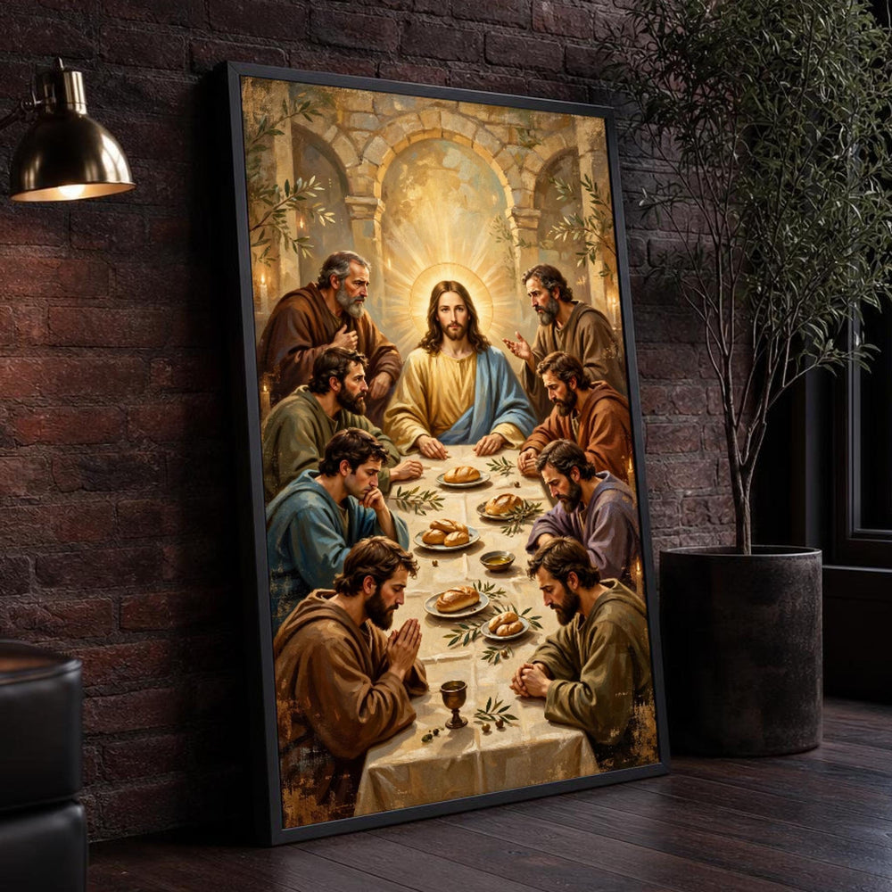 The Last Supper Religious Biblical Scene Canvas Wall Art, Christian, Christian Sacred