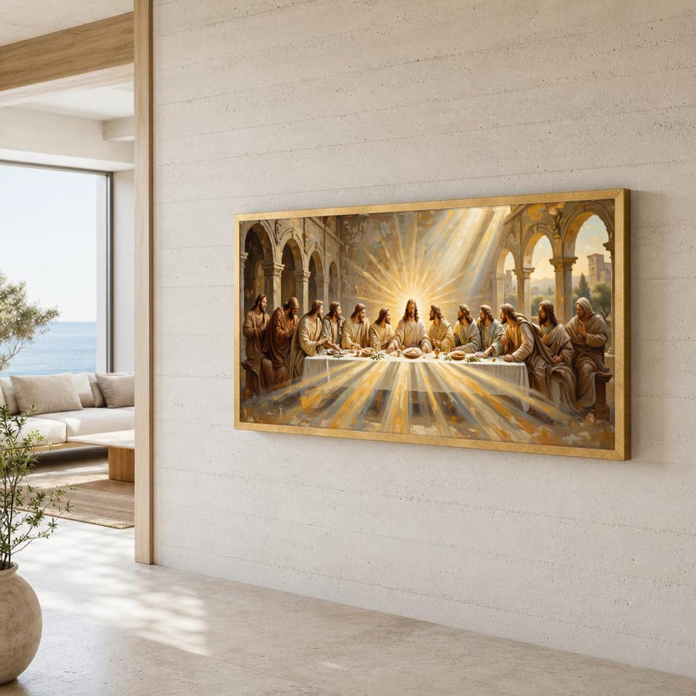 The Last Supper Religious Biblical Scene Canvas Wall Art, Christian Sacred Art, Christian