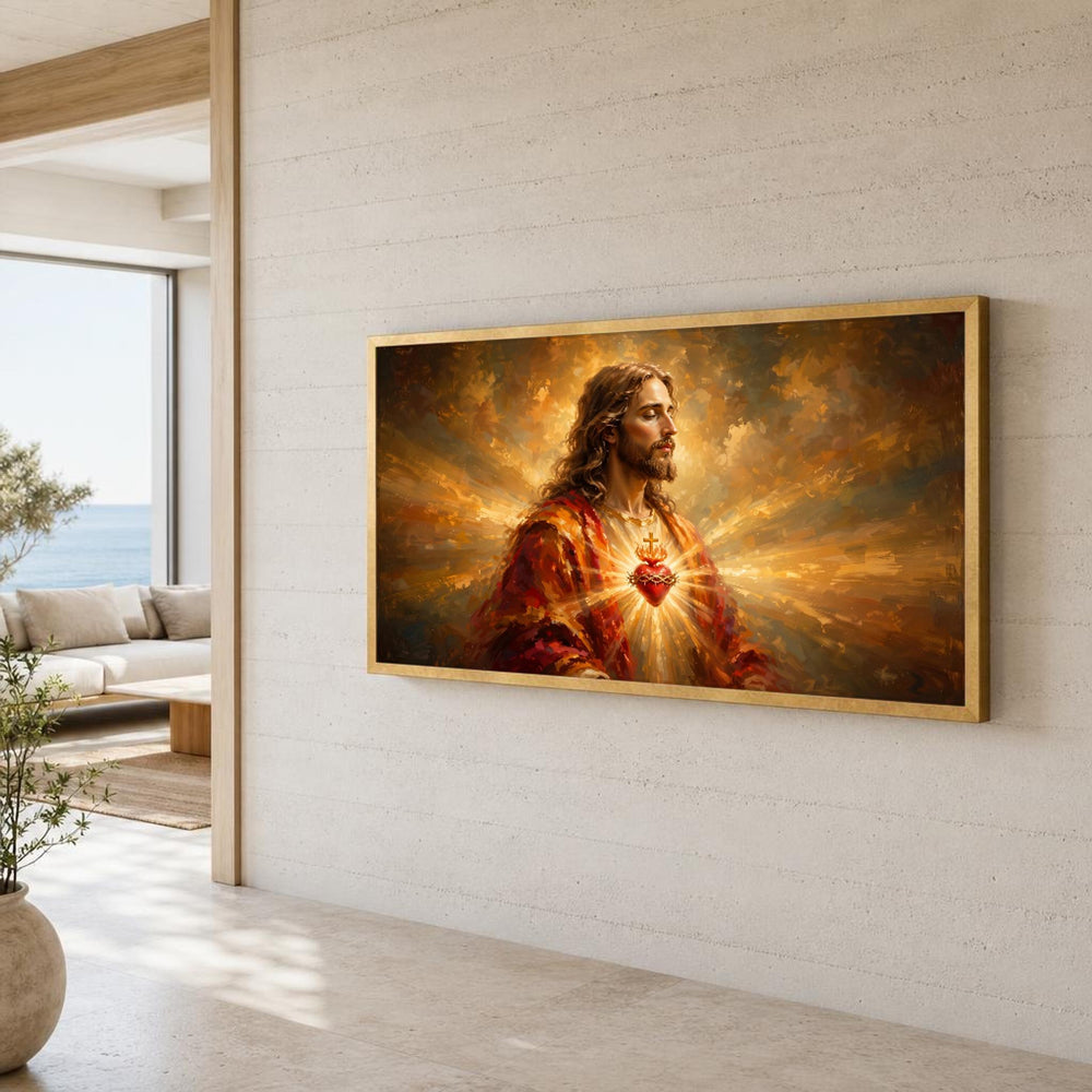 Sacred Heart of Jesus Religious Christian Canvas Wall Art, Christian Sacred Art