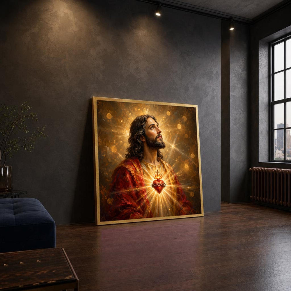 Sacred Heart of Jesus Religious Christian Canvas Wall Art, Christian Sacred