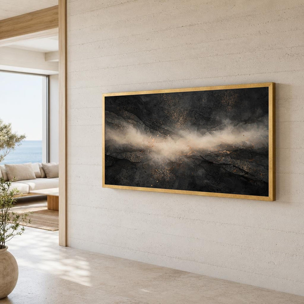 Black and Beige Neutral Tones Abstract Canvas Wall Art, Modern