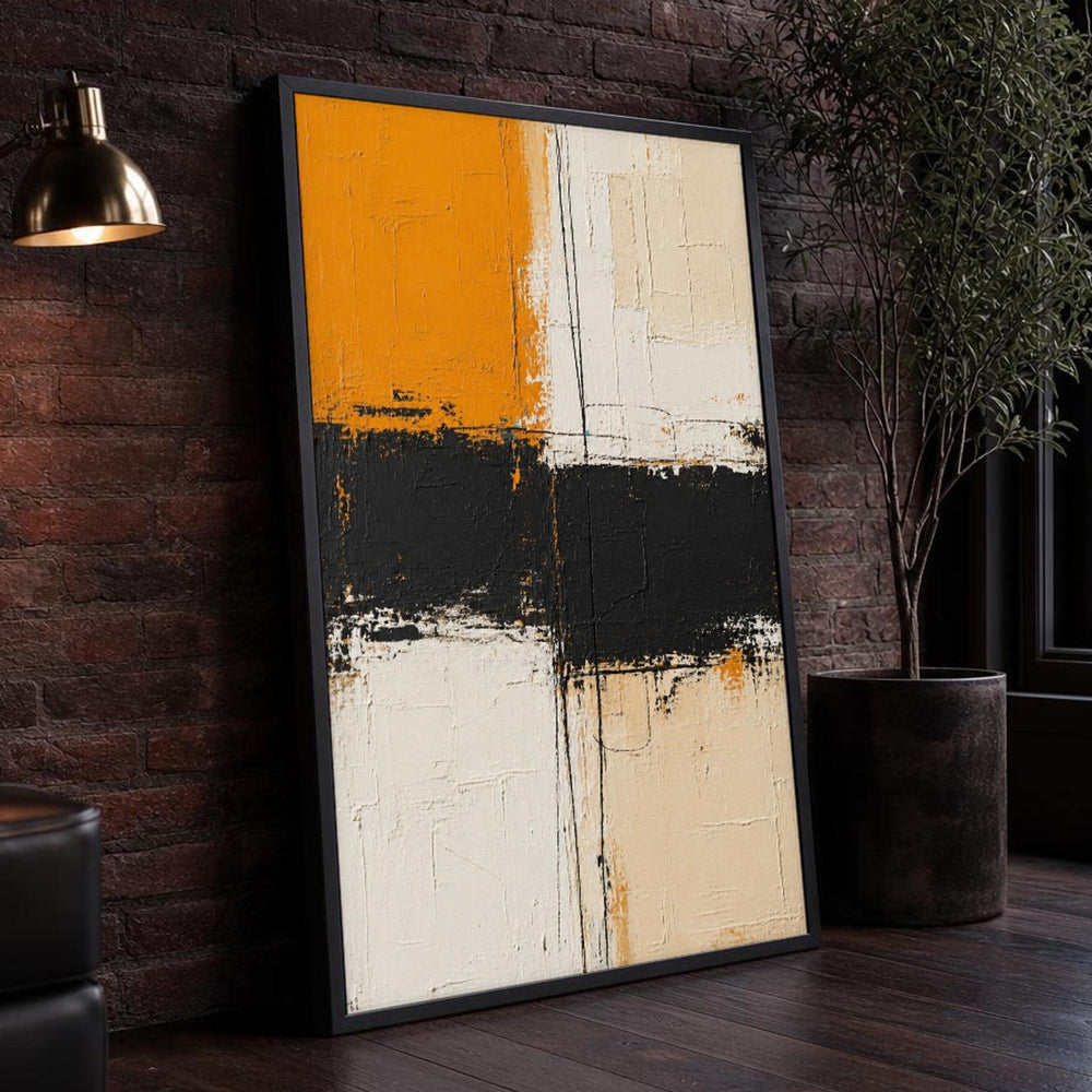 Black and Orange Abstract Composition Canvas Wall Art