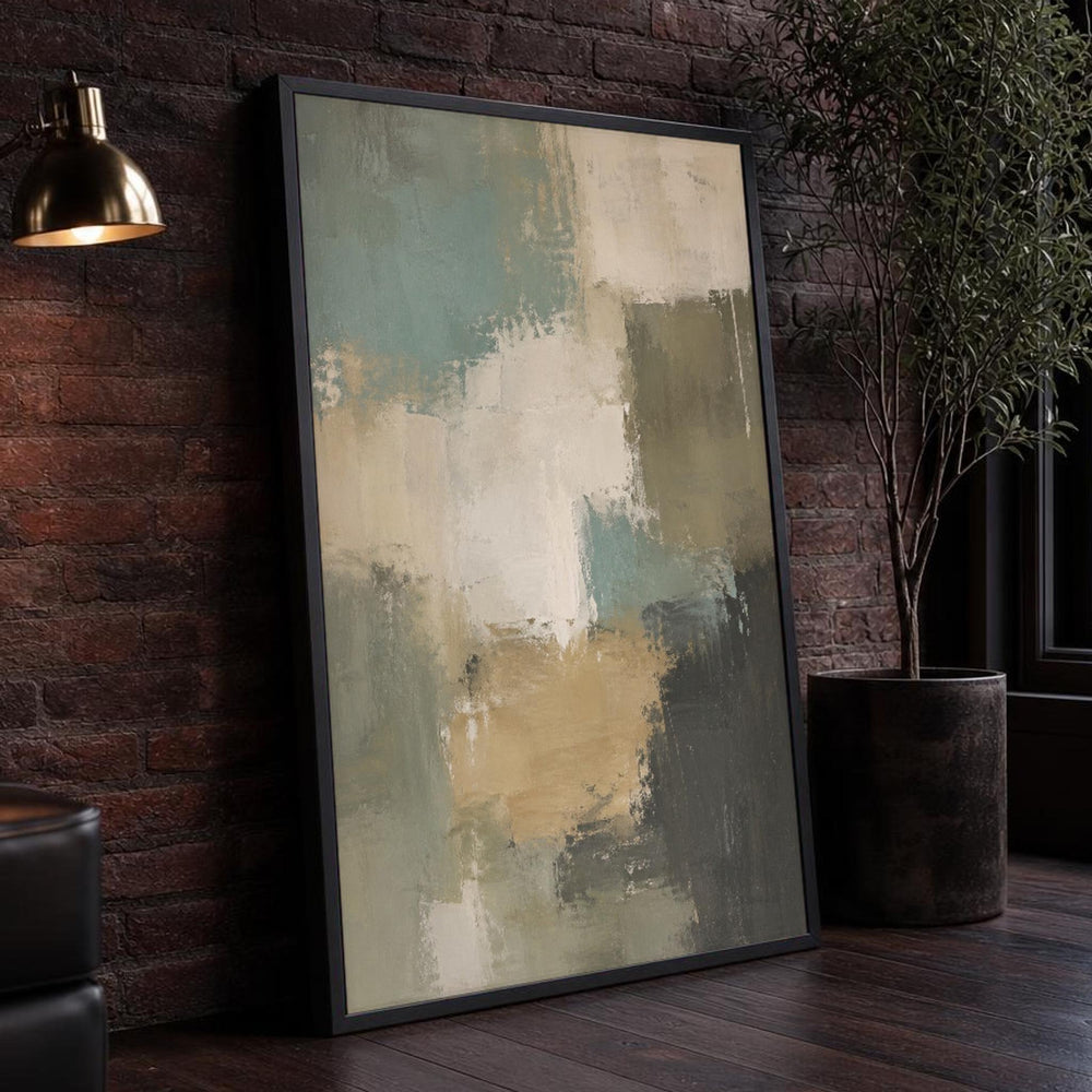 Beige and Black Abstract Composition Canvas Wall Art, Neutral Tones Minimalist, Modern