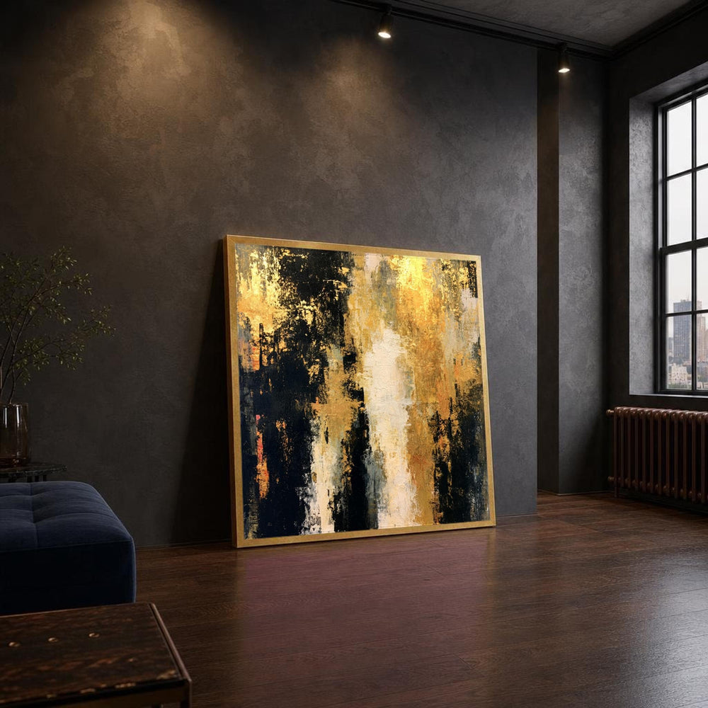 Black and Gold Abstract Composition Canvas Wall Art