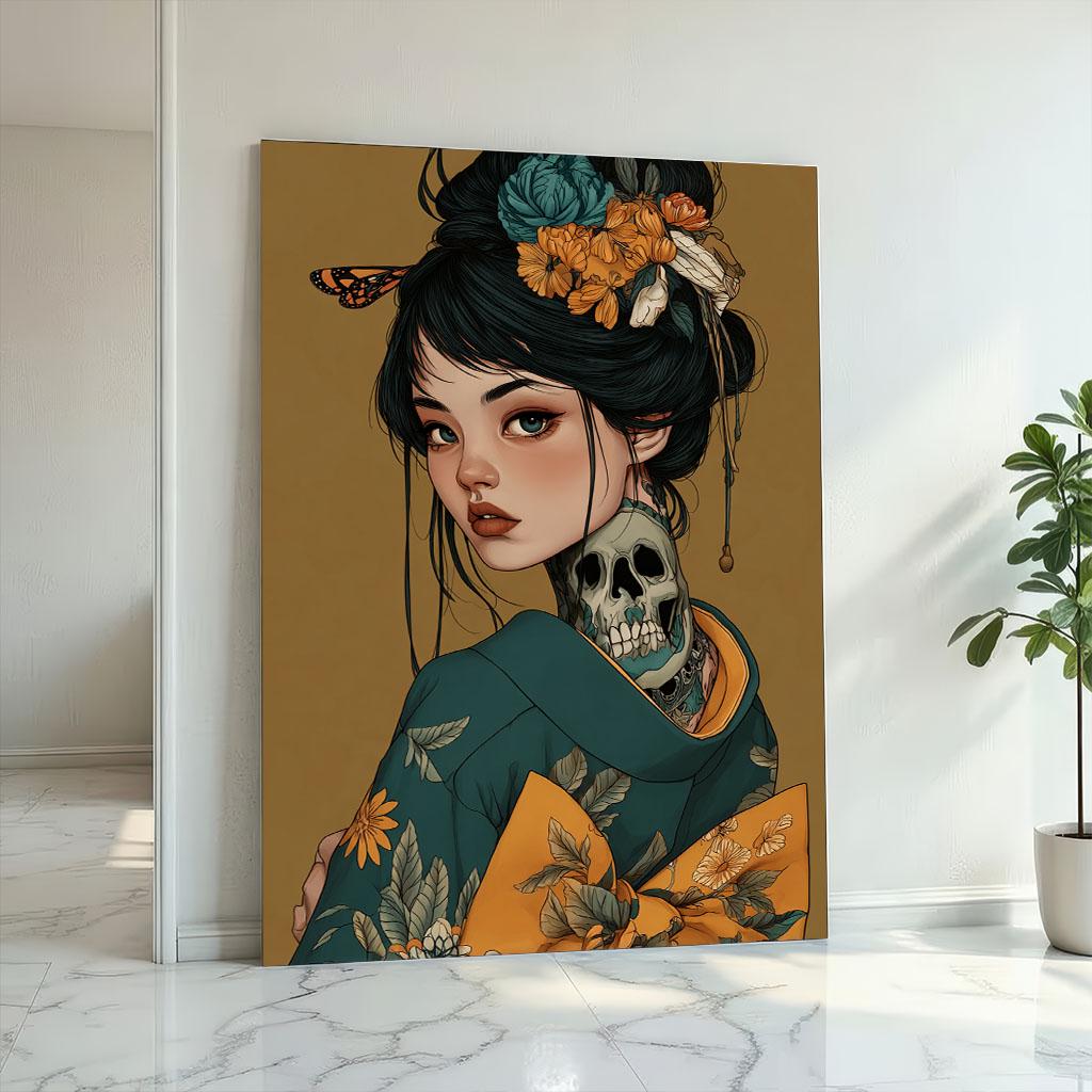 Image 2 of Mystical Geisha Portrait Canvas Wall Art Print | Japanese-Inspired Living Room Decor | Statement Piece