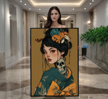 Image 1 of Mystical Geisha Portrait Canvas Wall Art Print | Japanese-Inspired Living Room Decor | Statement Piece