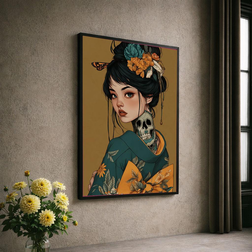 Image 6 of Mystical Geisha Portrait Canvas Wall Art Print | Japanese-Inspired Living Room Decor | Statement Piece
