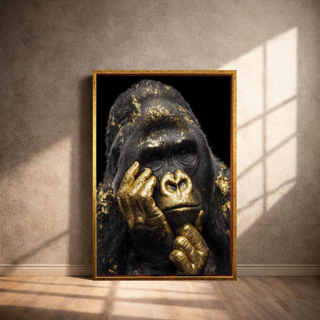 Image 4 of Golden Gorilla Portrait Canvas Wall Art Print | Striking Animal Art for Living Room Decor | Statement Piece
