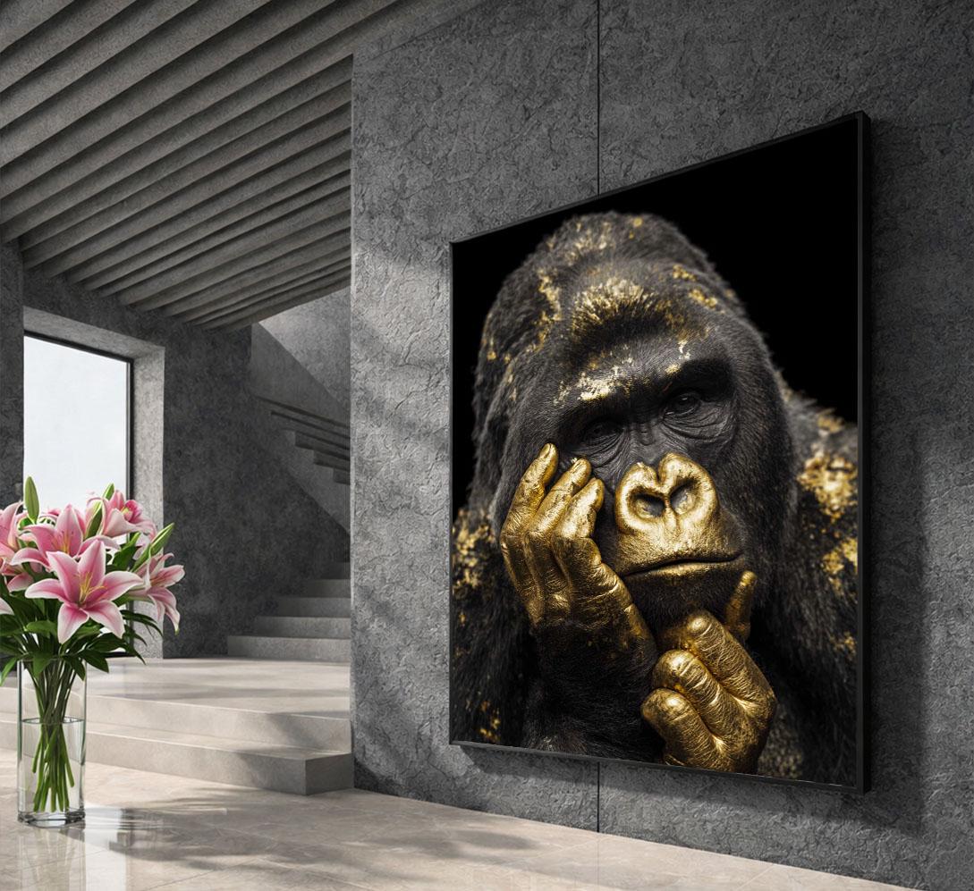 Image 5 of Golden Gorilla Portrait Canvas Wall Art Print | Striking Animal Art for Living Room Decor | Statement Piece