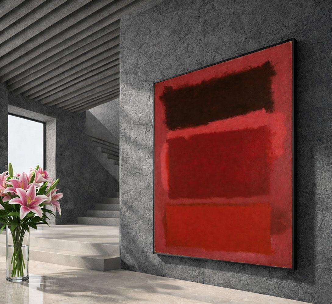 Image 5 of Striking Crimson Rothko Style Color Field Canvas Wall Art Print | Minimalist Office Decor | Museum Style