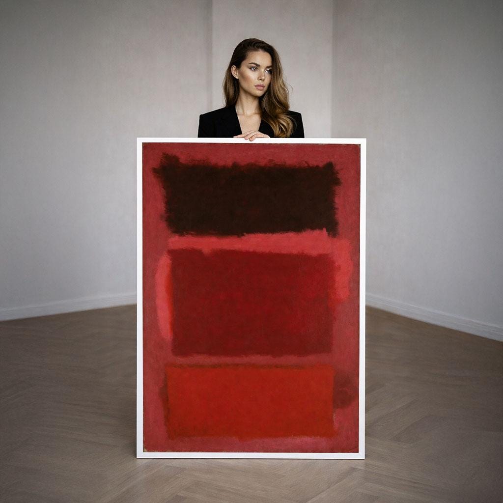 Image 3 of Striking Crimson Rothko Style Color Field Canvas Wall Art Print | Minimalist Office Decor | Museum Style