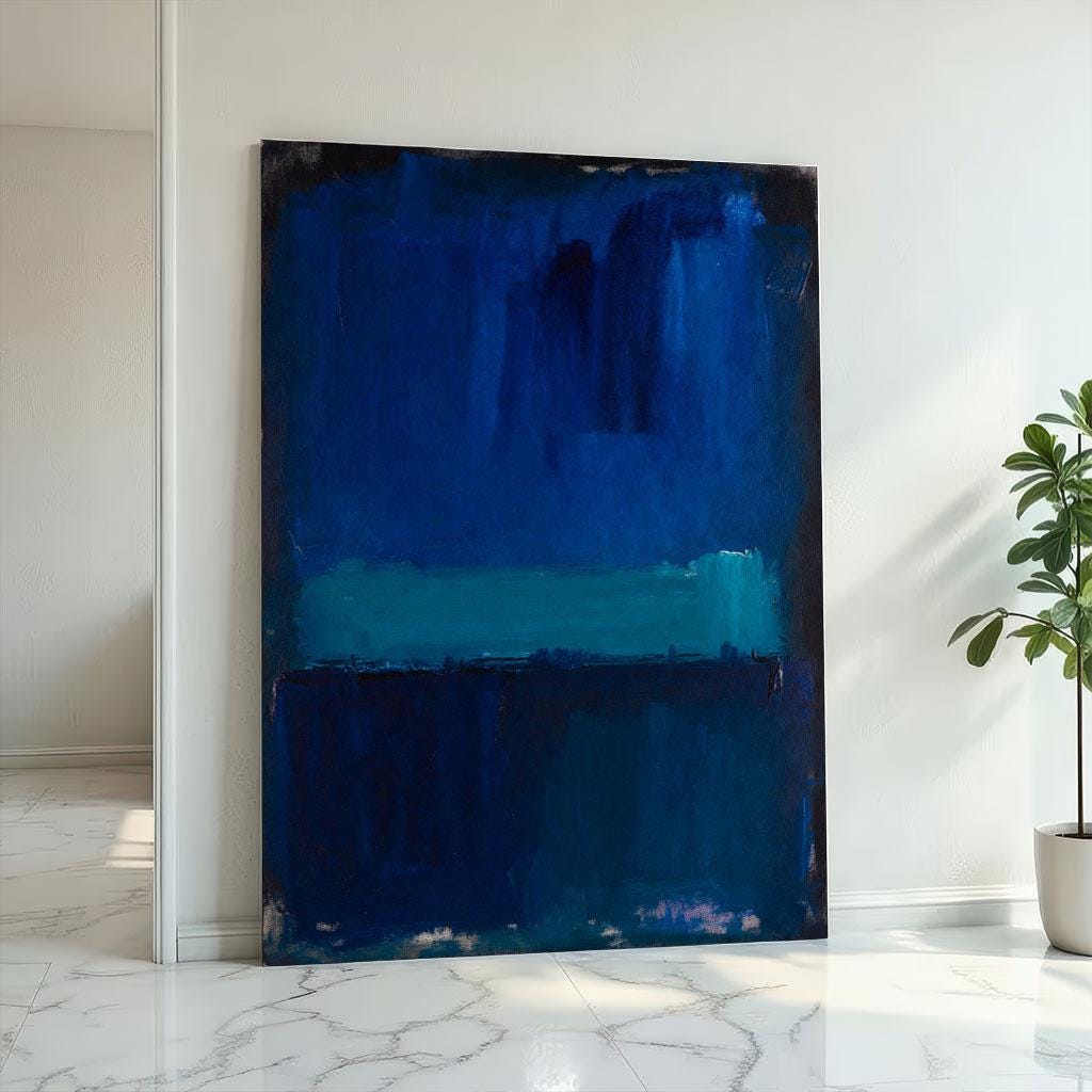 Image 2 of Striking Deep Blue Rothko Style Canvas Wall Art Print | Modern Living Room Decor | Collector Item