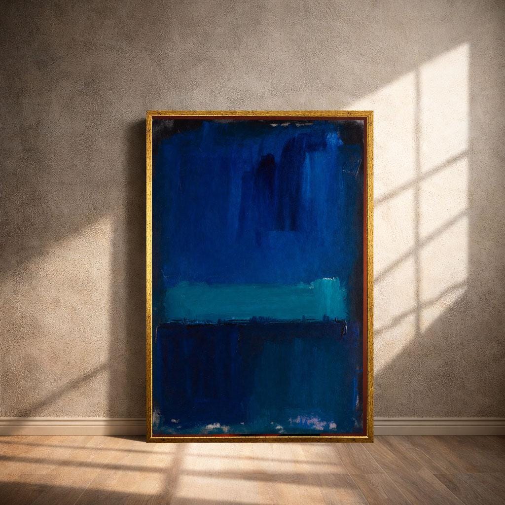 Image 4 of Striking Deep Blue Rothko Style Canvas Wall Art Print | Modern Living Room Decor | Collector Item