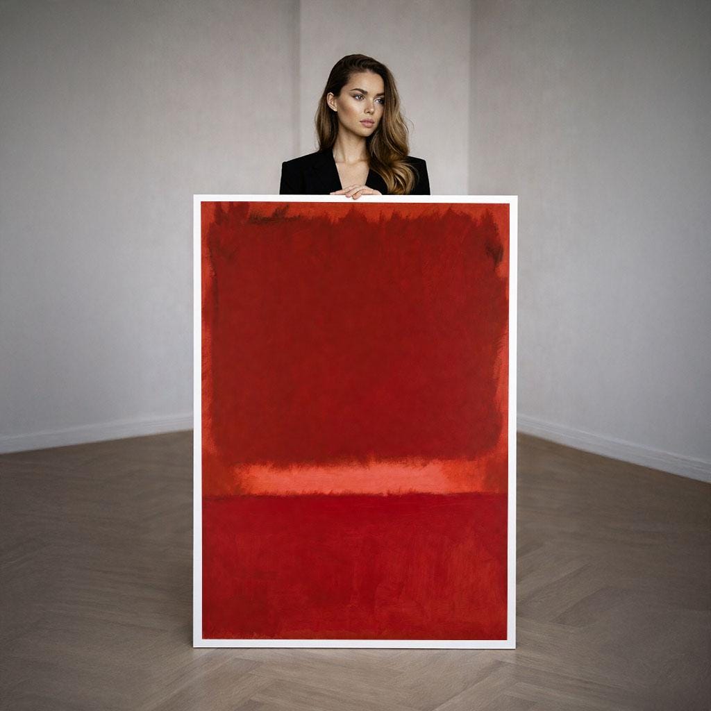 Image 3 of Bold Red Rothko Style Color Field Canvas Wall Art Print | Modern Living Room Decor | Statement Piece