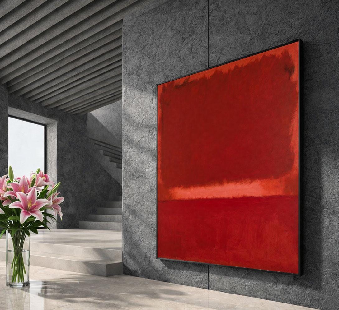 Image 5 of Bold Red Rothko Style Color Field Canvas Wall Art Print | Modern Living Room Decor | Statement Piece
