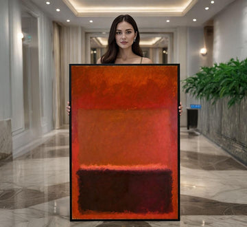 Image 1 of Striking Amber and Burgundy Rothko Style Canvas Wall Art Print | Elegant Living Room Decor | Statement Piece