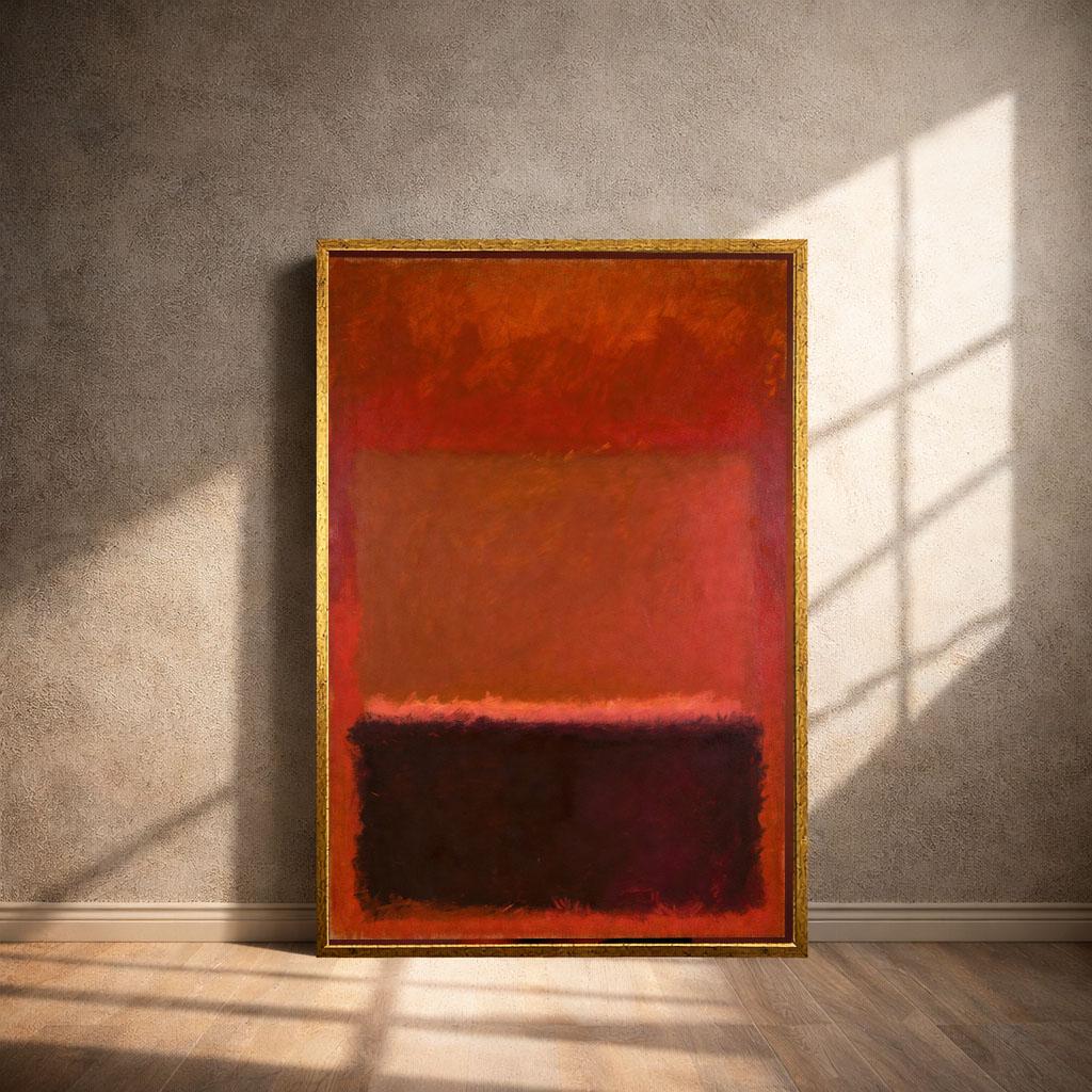 Image 4 of Striking Amber and Burgundy Rothko Style Canvas Wall Art Print | Elegant Living Room Decor | Statement Piece