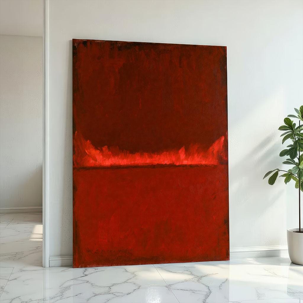 Image 2 of Bold Red Rothko Style Color Field Canvas Wall Art Print | Modern Living Room Decor | Statement Piece
