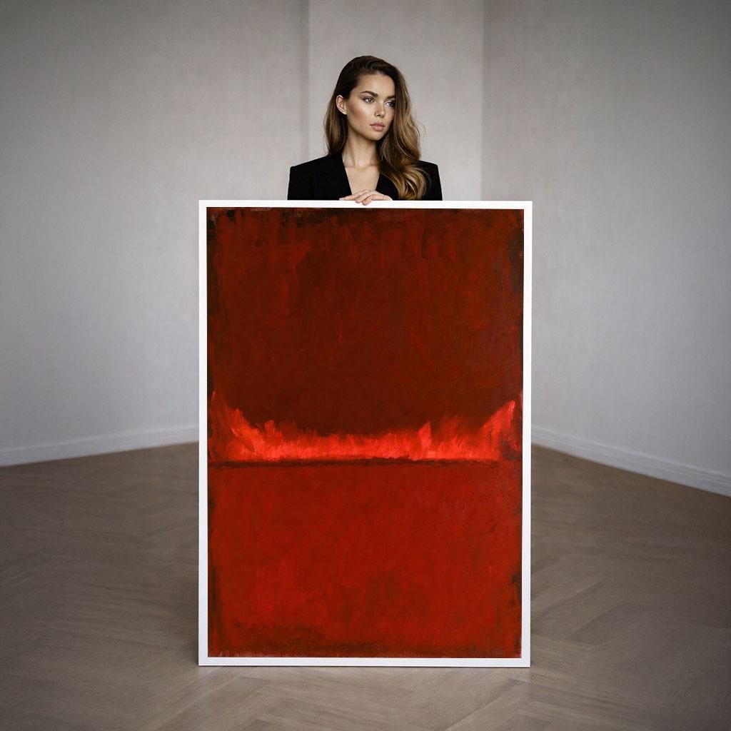 Image 3 of Bold Red Rothko Style Color Field Canvas Wall Art Print | Modern Living Room Decor | Statement Piece