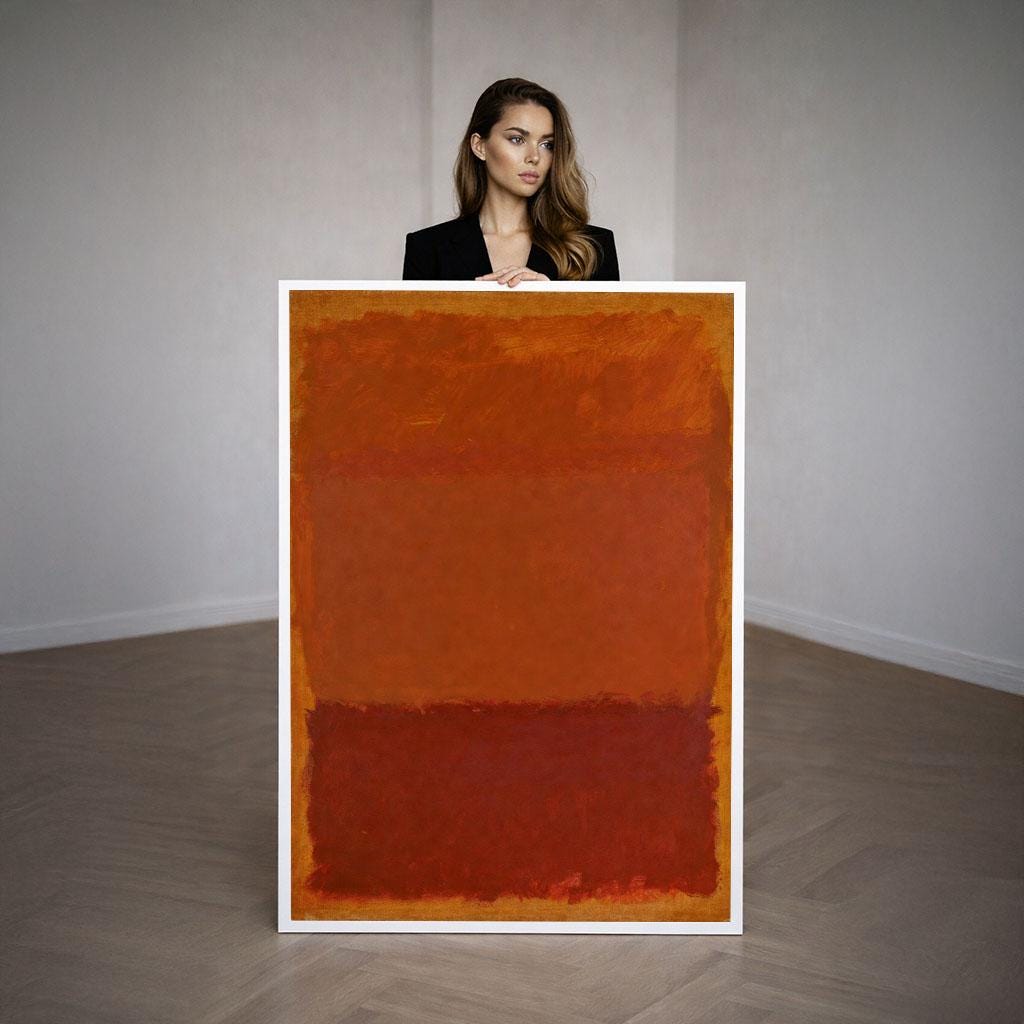 Image 3 of Warm Amber and Red Rothko Style Canvas Wall Art Print | Contemporary Living Room Decor | Ready to Hang