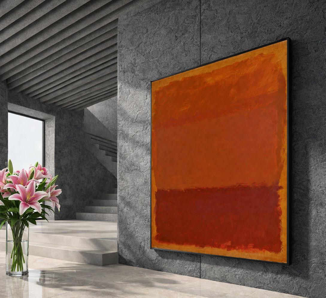 Image 5 of Warm Amber and Red Rothko Style Canvas Wall Art Print | Contemporary Living Room Decor | Ready to Hang