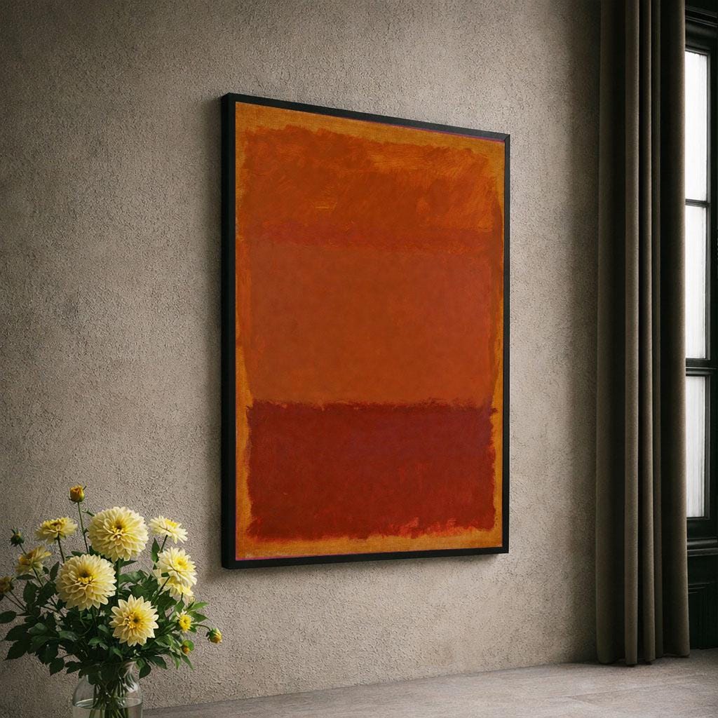 Image 6 of Warm Amber and Red Rothko Style Canvas Wall Art Print | Contemporary Living Room Decor | Ready to Hang