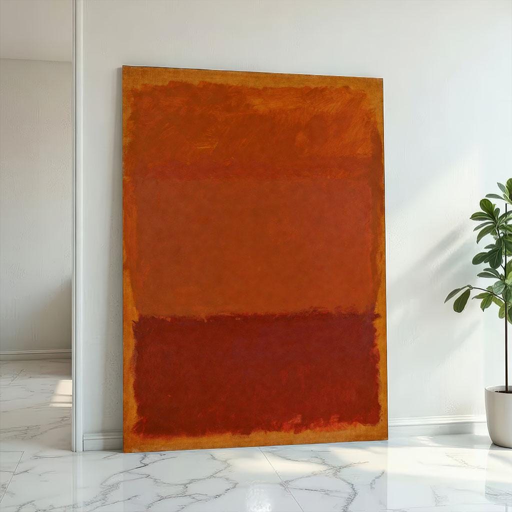Image 2 of Warm Amber and Red Rothko Style Canvas Wall Art Print | Contemporary Living Room Decor | Ready to Hang