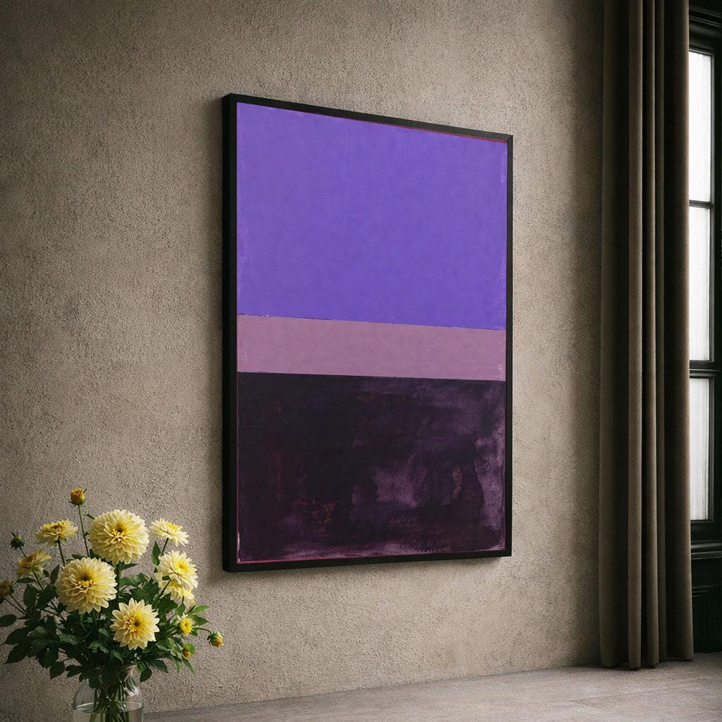Image 6 of Purple and Black Rothko Style Canvas Wall Art Print | Modern Living Room Decor | Statement Piece