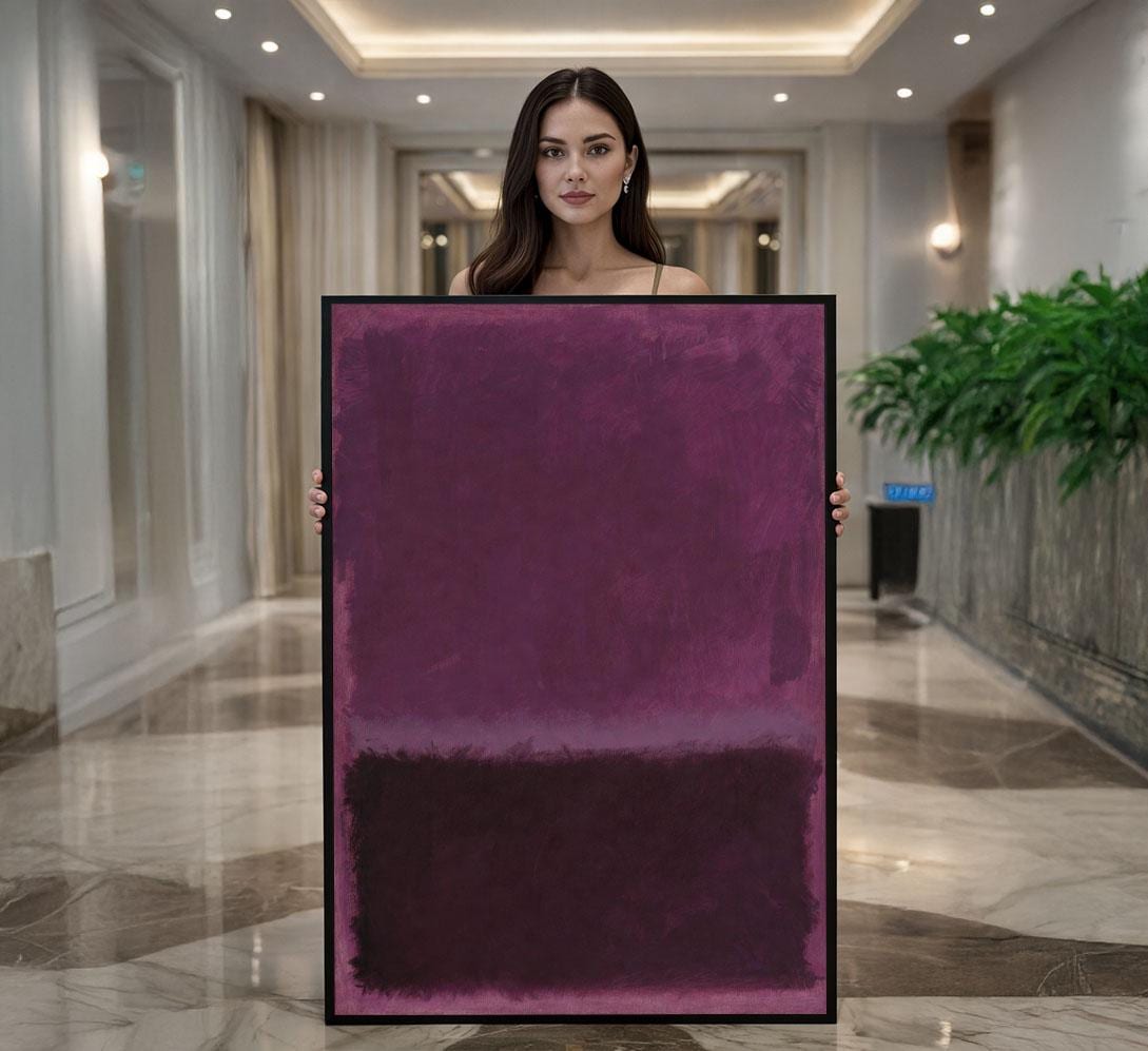 Image 1 of Elegant Plum and Burgundy Rothko Style Canvas Wall Art Print | Modern Living Room Decor | Statement Piece