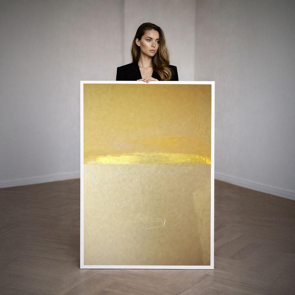 Image 3 of Rothko Style Yellow and Gold Canvas Wall Art Print Elegant Abstract Painting for Modern Living Room Decor | Statement Piece