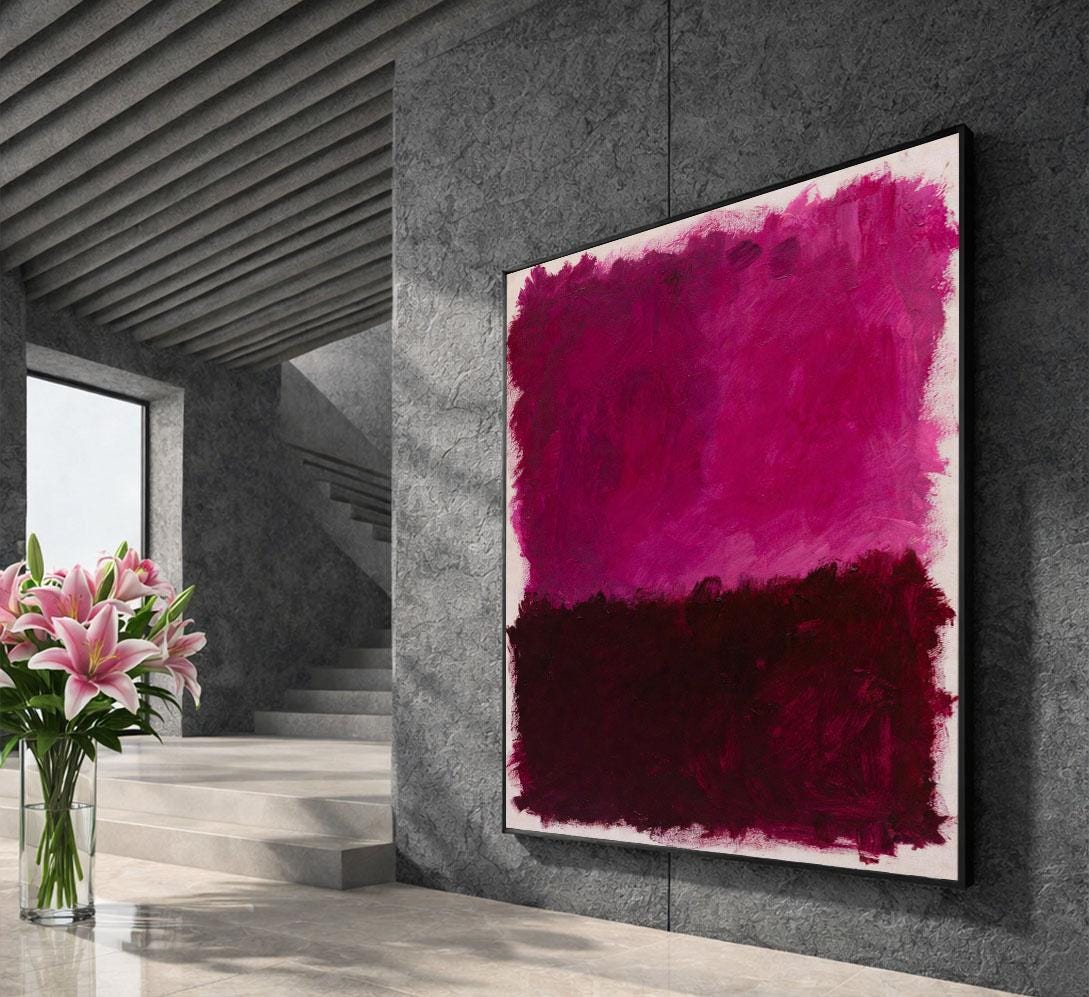 Image 5 of Bold Magenta and Burgundy Rothko Style Canvas Wall Art Print | Modern Living Room Decor | Art Collectors