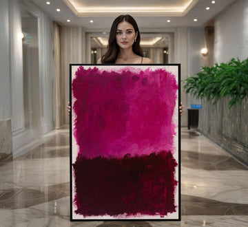 Image 1 of Bold Magenta and Burgundy Rothko Style Canvas Wall Art Print | Modern Living Room Decor | Art Collectors