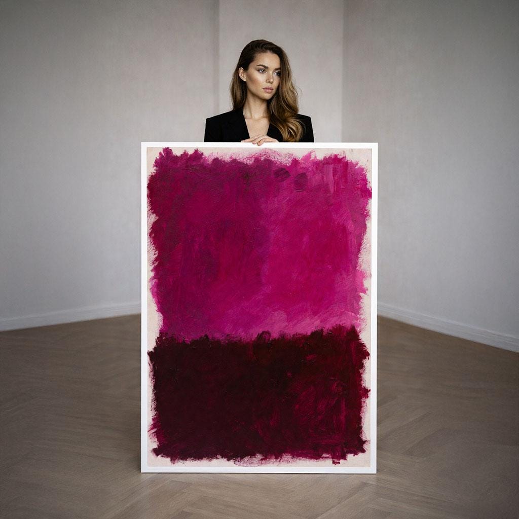 Image 3 of Bold Magenta and Burgundy Rothko Style Canvas Wall Art Print | Modern Living Room Decor | Art Collectors