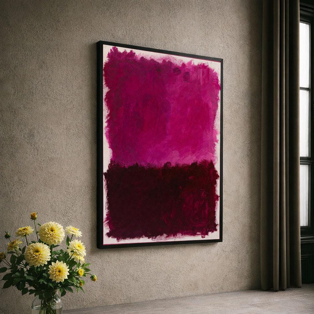 Image 6 of Bold Magenta and Burgundy Rothko Style Canvas Wall Art Print | Modern Living Room Decor | Art Collectors