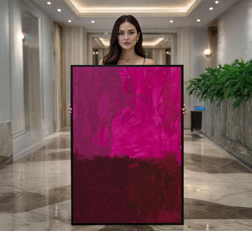 Image 1 of Rothko Style Pink and Burgundy Canvas Bold Color Field Painting Reproduction for Modern Living Room Decor | Statement Piece