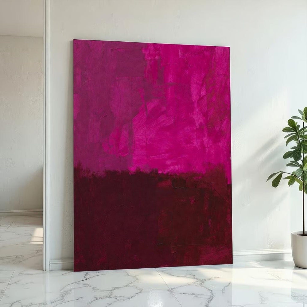 Rothko Style Color Field Painting: Pink & Burgundy Canvas Art
