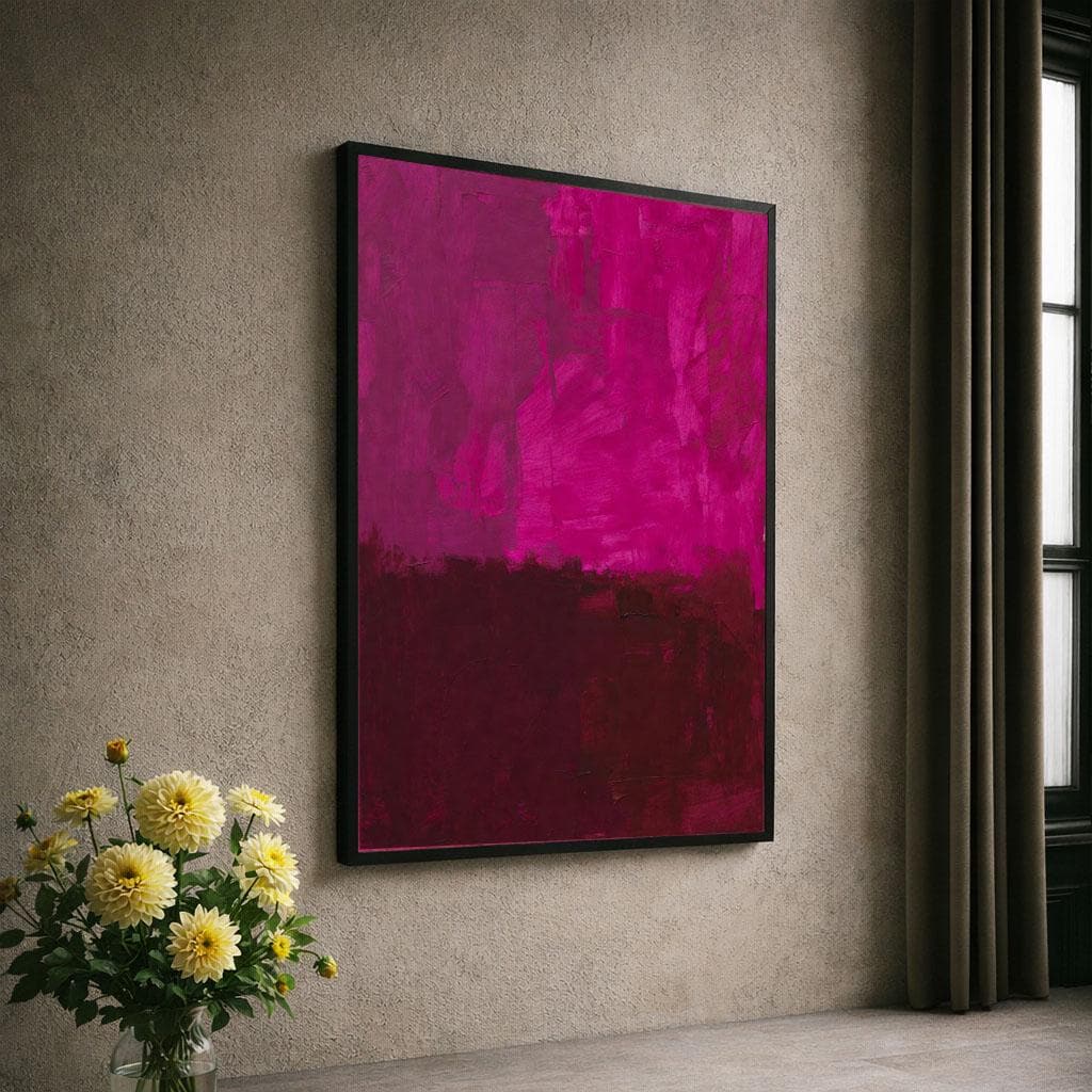 Image 6 of Rothko Style Pink and Burgundy Canvas Bold Color Field Painting Reproduction for Modern Living Room Decor | Statement Piece