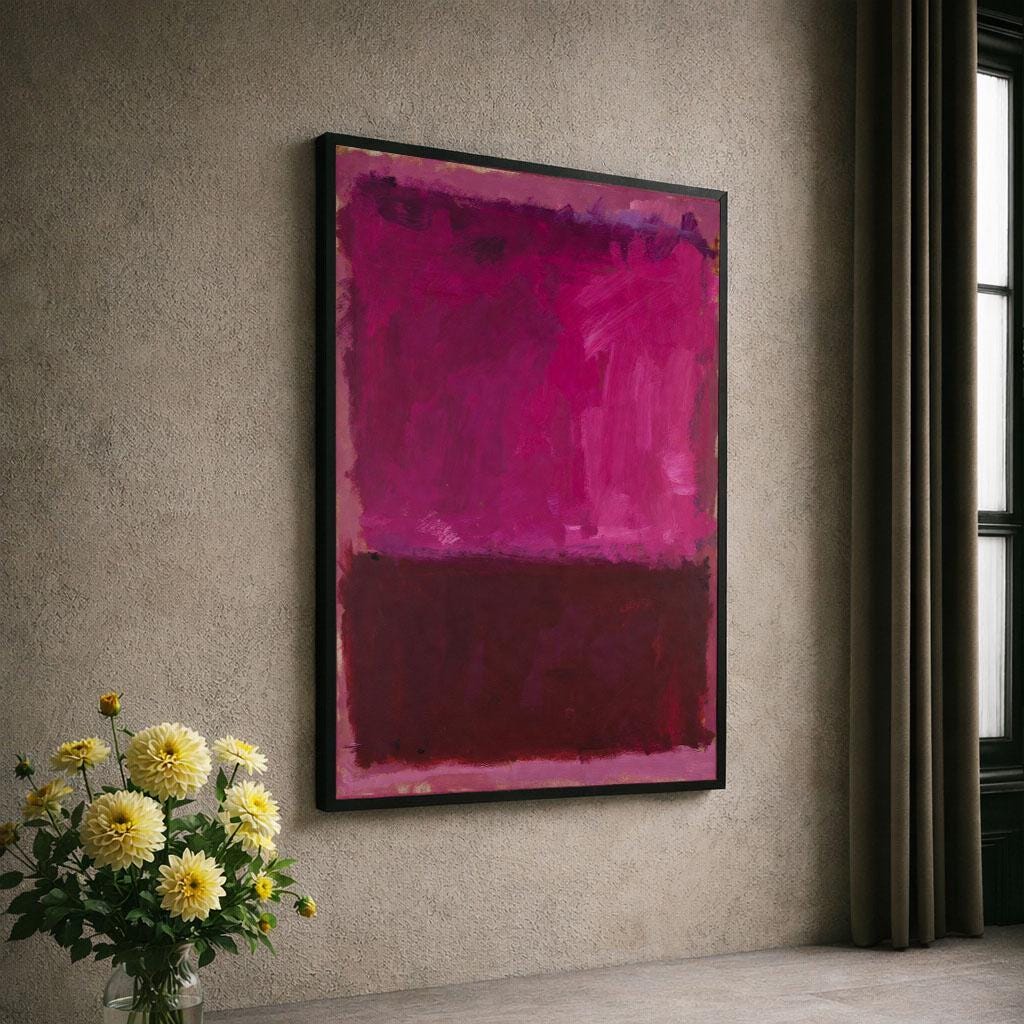 Image 6 of Rothko Style Crimson and Burgundy Canvas Wall Art Print | Modern Living Room Decor | Statement Piece