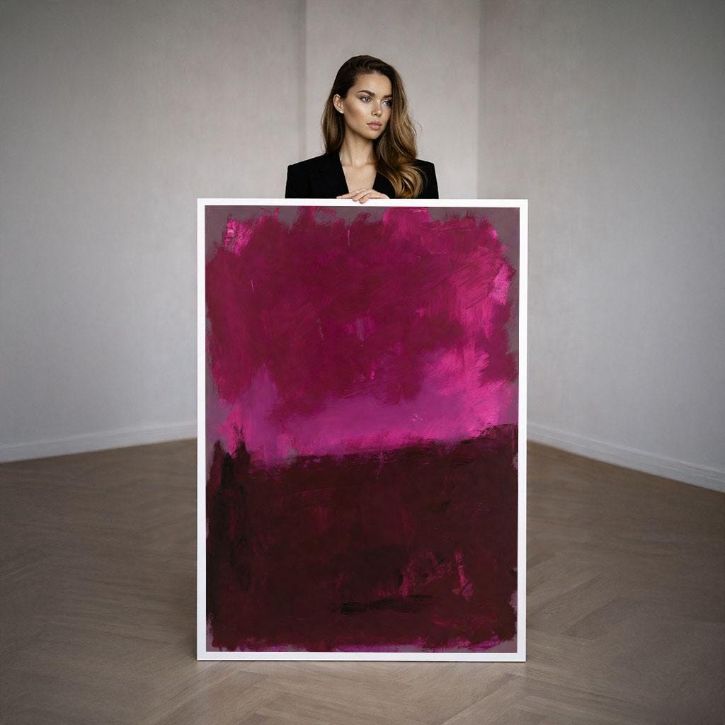 Image 3 of Bold Magenta and Maroon Rothko Style Canvas Wall Art Print | Elegant Entryway Decor | Ready to Hang