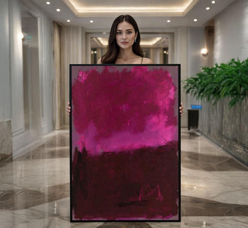 Image 1 of Bold Magenta and Maroon Rothko Style Canvas Wall Art Print | Elegant Entryway Decor | Ready to Hang